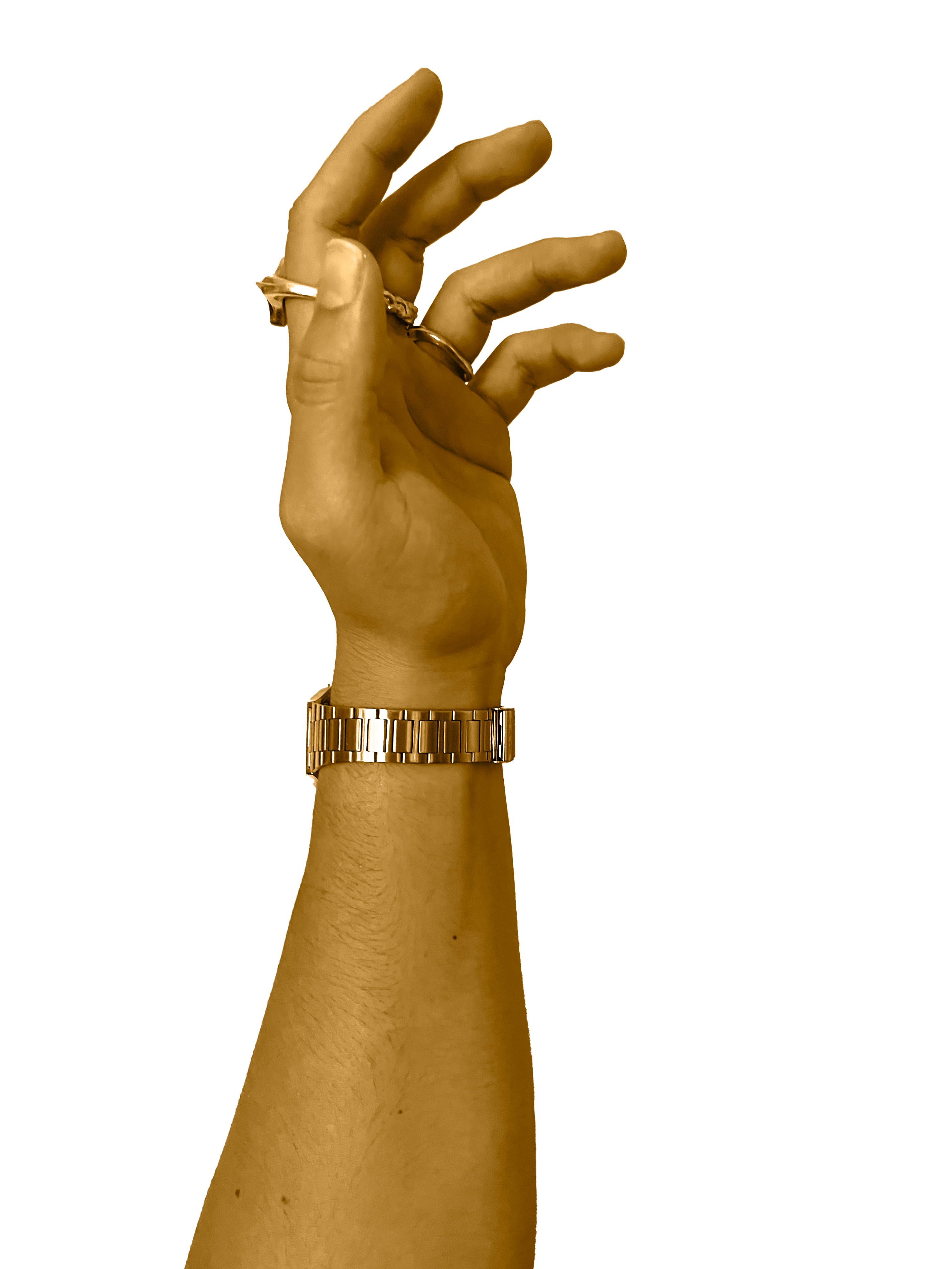 A golden hand reaching upwards